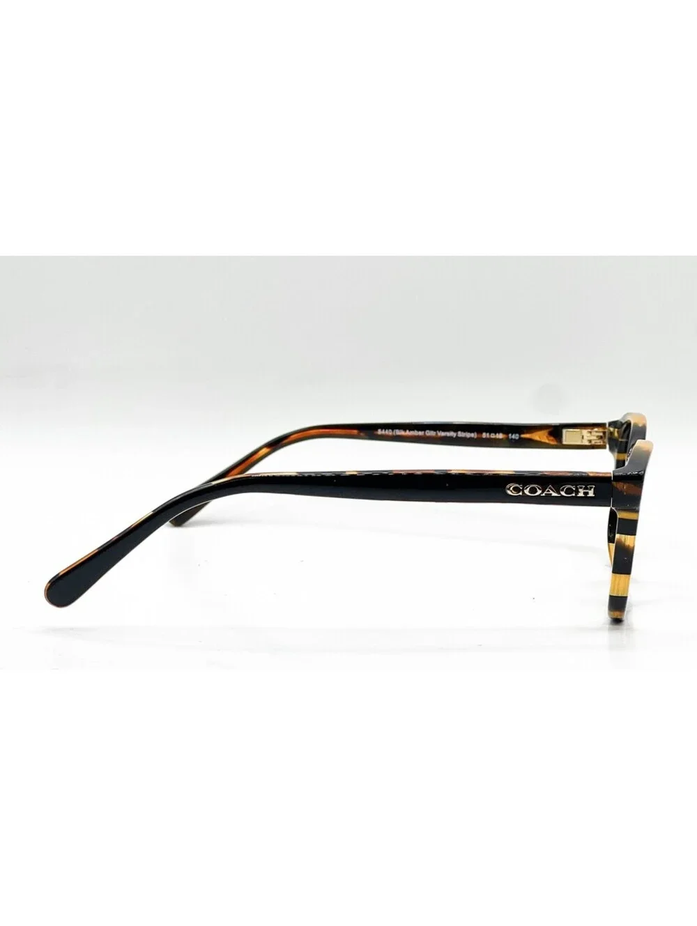 Coach HC 6102 5440 Black Amber Glitter Varsity Stripe Eyeglass Frames 51-18